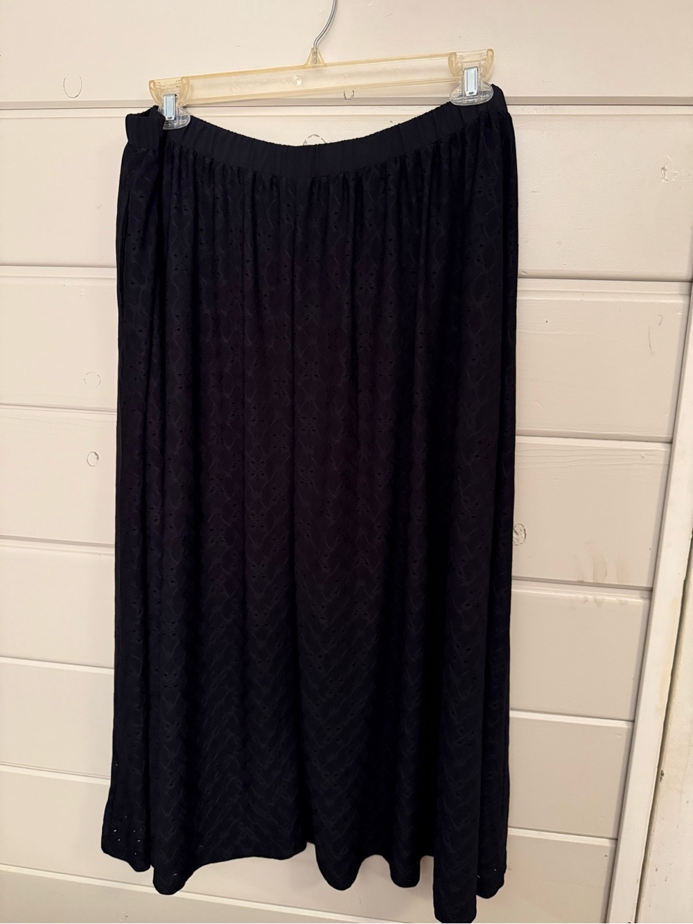 HALARA Black Maxi Skirt with Eyelet Detail